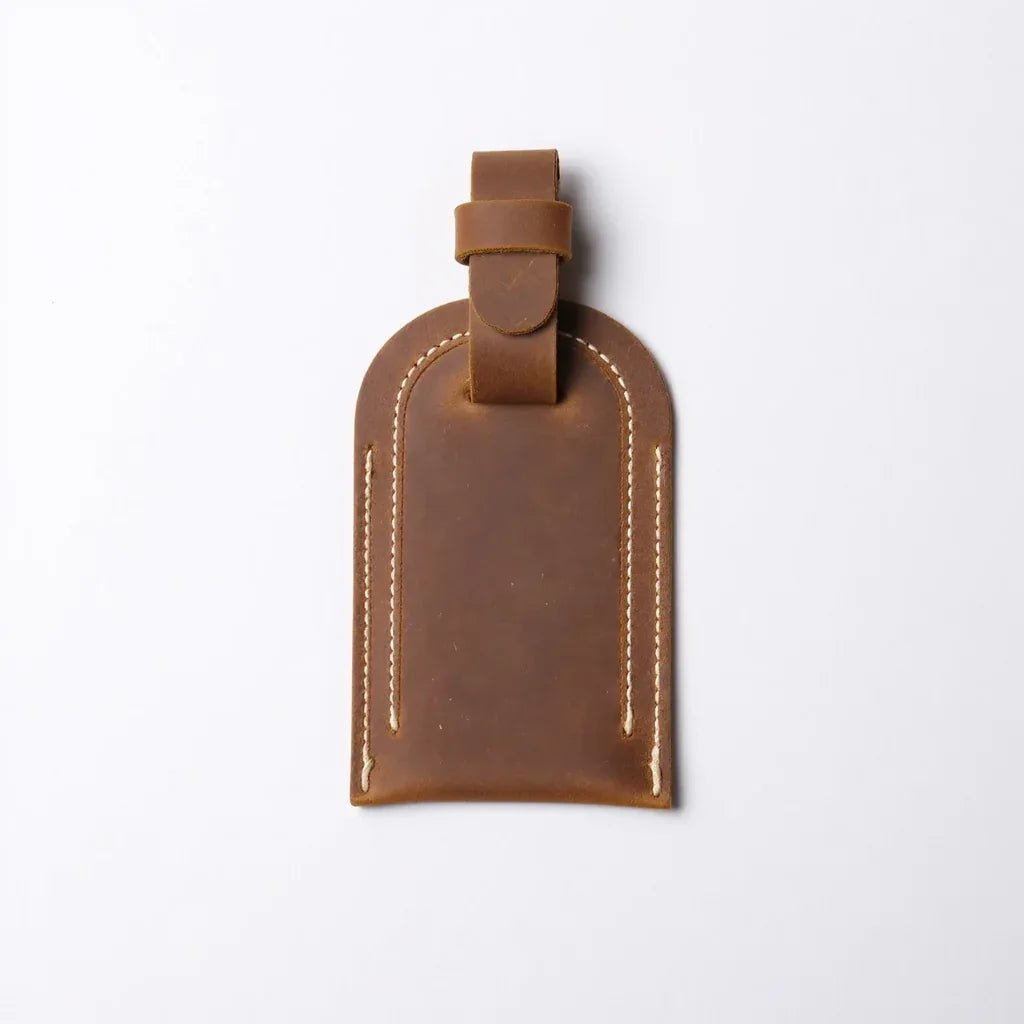 Full Grain Leather Luggage Tag - Curious Cart