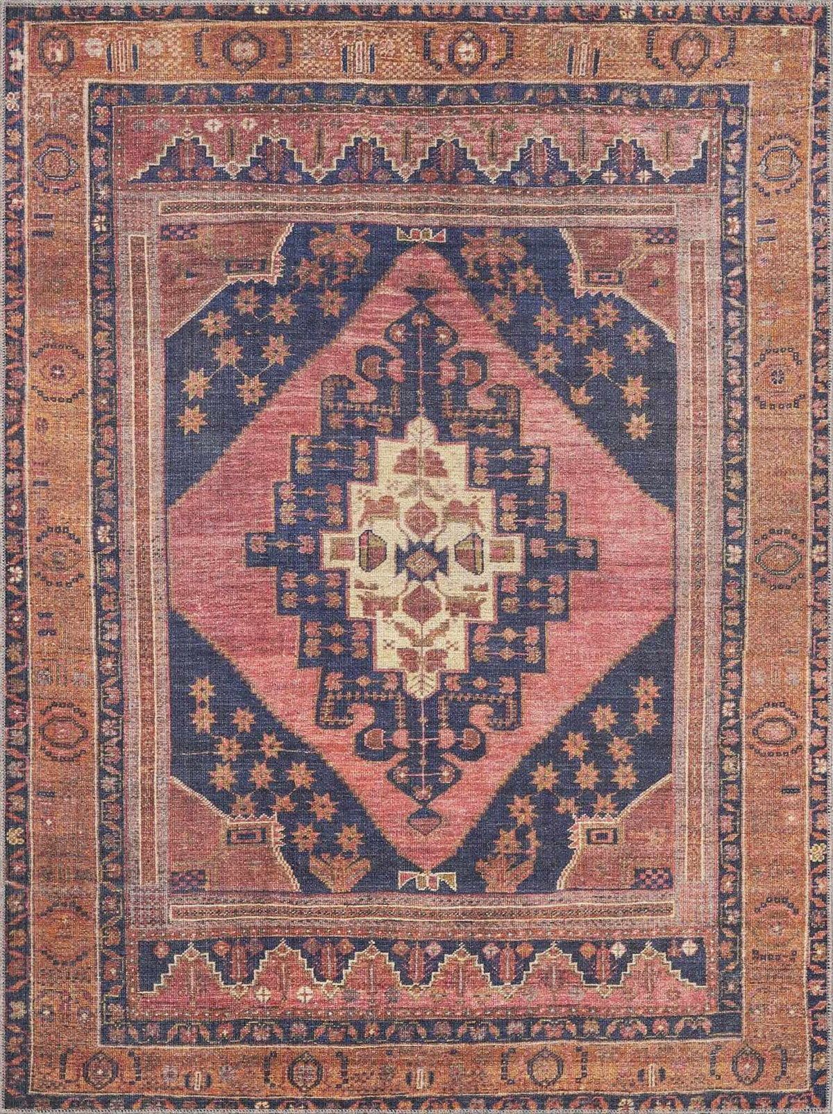 Malamote Vintage Flat Pile Washable Rug - Curious Cart