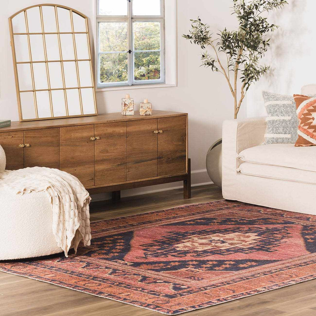 Malamote Vintage Flat Pile Washable Rug - Curious Cart