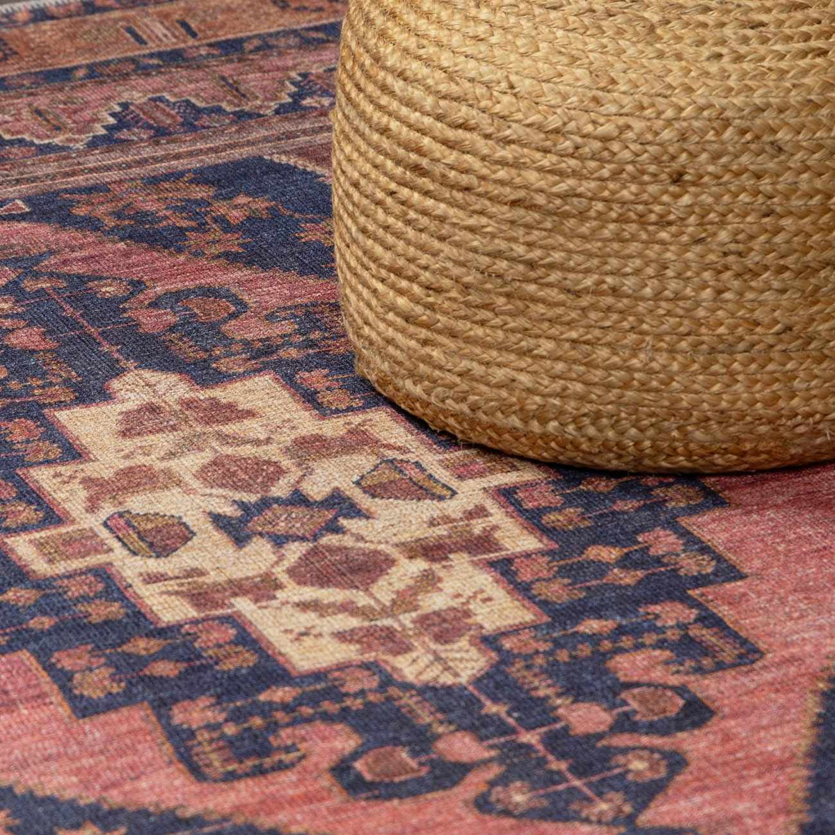 Malamote Vintage Flat Pile Washable Rug - Curious Cart