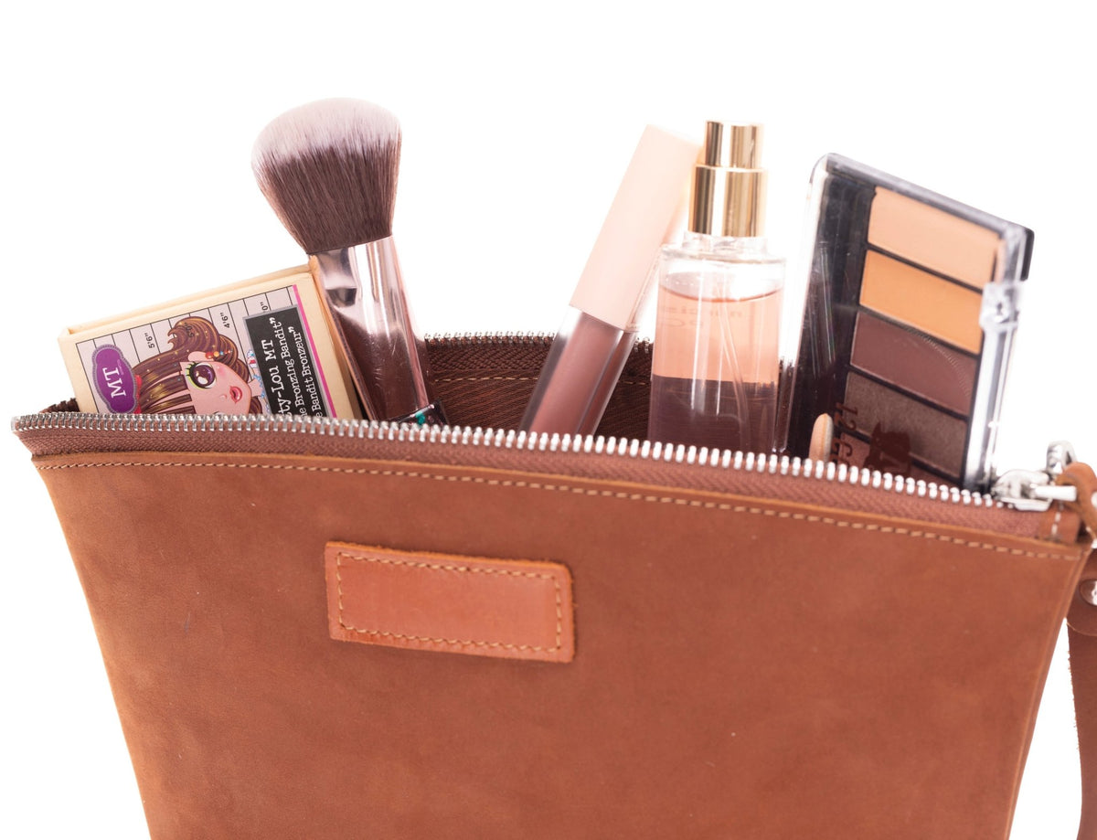 Avondale Premium Leather Dopp Kit - Travel Makeup Bag for Men & Women - Curious Cart