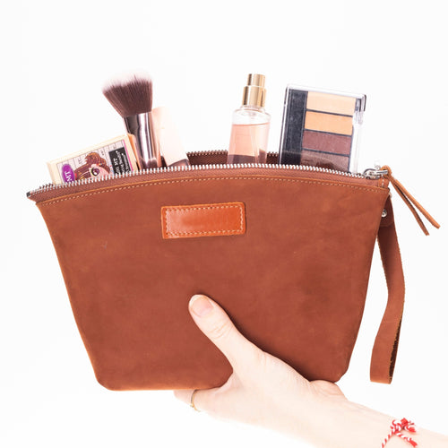 Avondale Premium Leather Dopp Kit - Travel Makeup Bag for Men & Women - Curious Cart