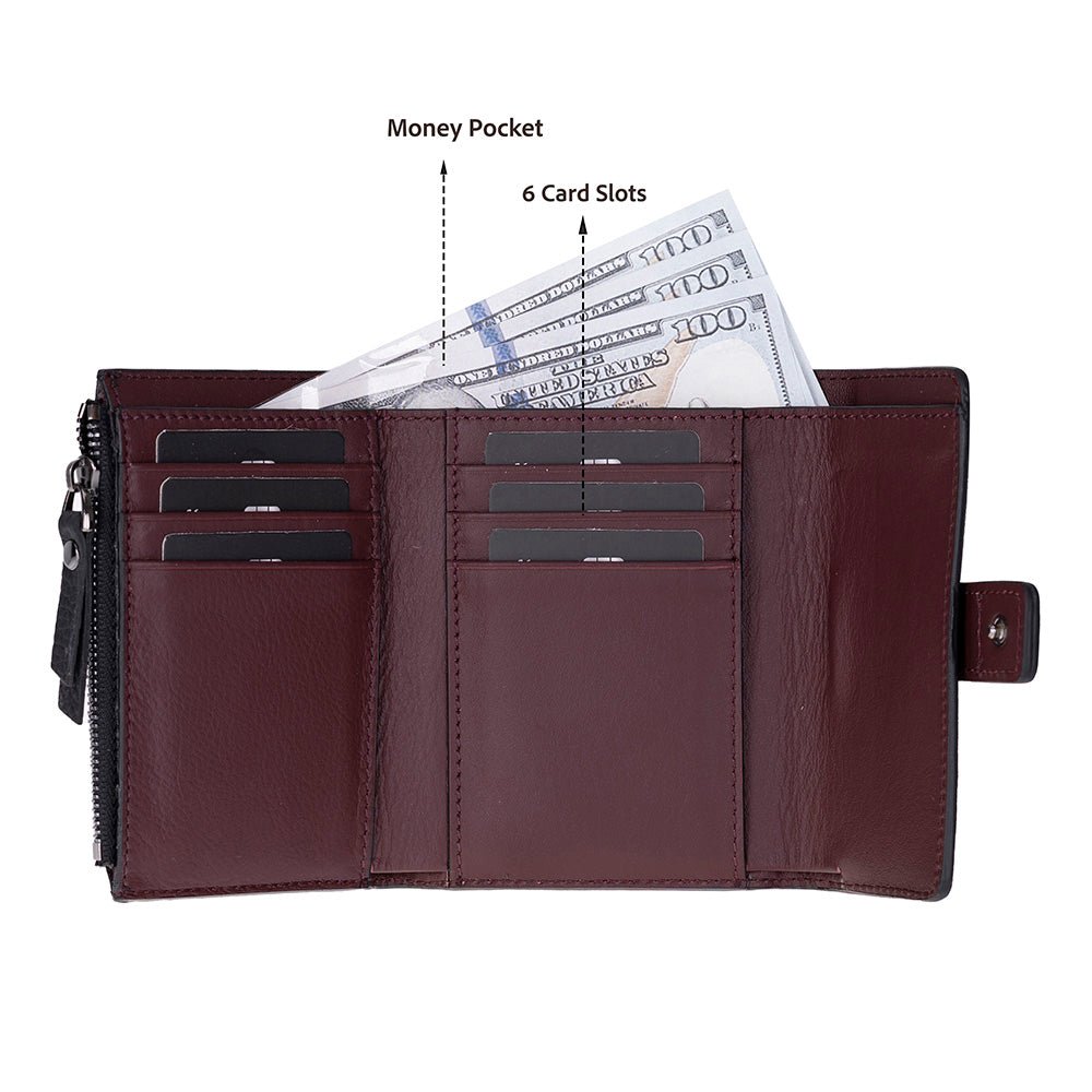 Camden Women’s Leather Wallet | Compact Genuine Leather - Curious Cart
