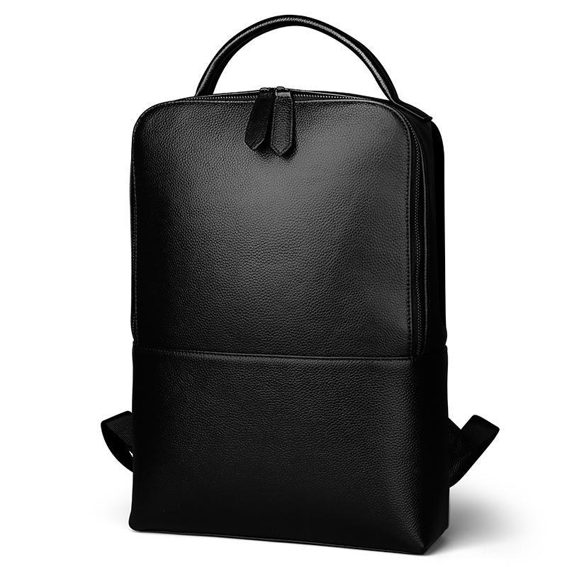 Skald Black Pebbled Leather Backpack | Slim Black Leather Backpack - Curious Cart
