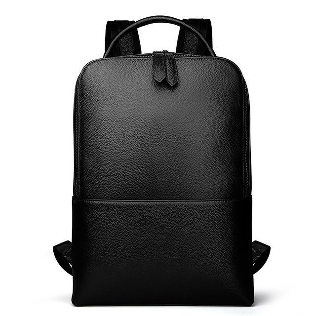 Skald Black Pebbled Leather Backpack | Slim Black Leather Backpack - Curious Cart
