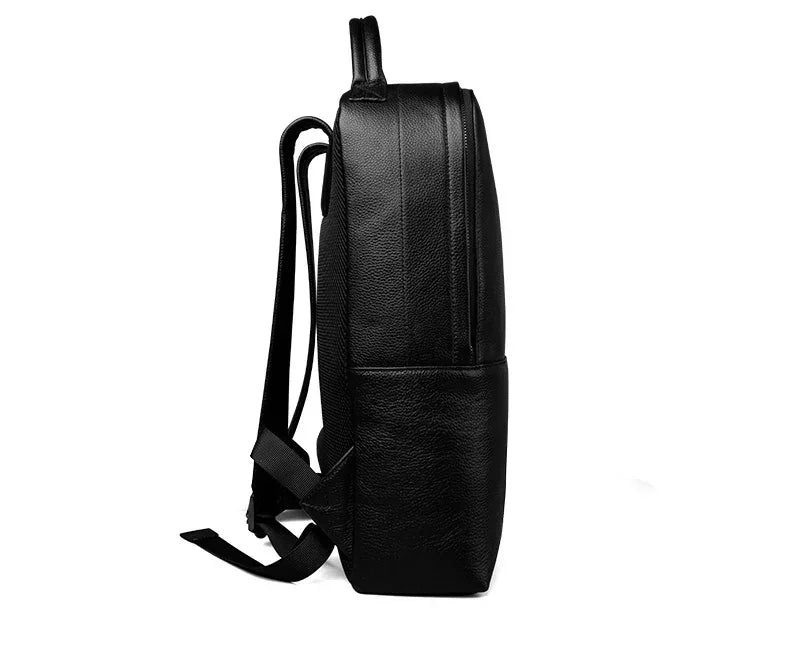 Skald Black Pebbled Leather Backpack | Slim Black Leather Backpack - Curious Cart