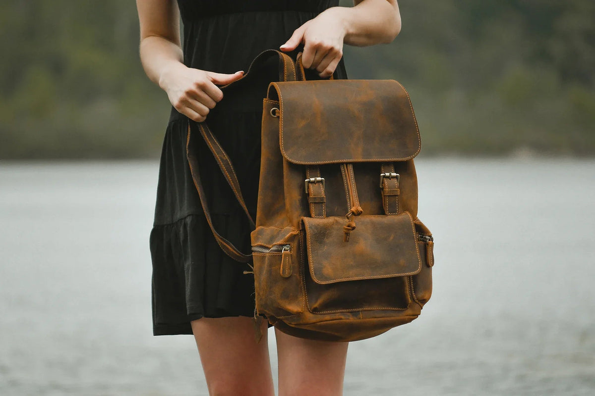 The Hagen Backpack | Vintage Leather Backpack - Curious Cart