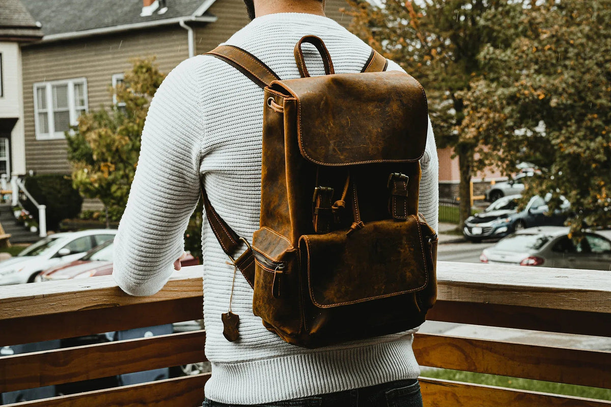 The Hagen Backpack | Vintage Leather Backpack - Curious Cart
