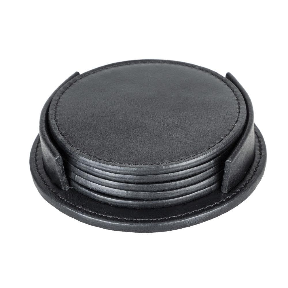 Tucson Genuine Leather Coaster Set of 5 with Holder - Premium Cup Coasters - Curious Cart