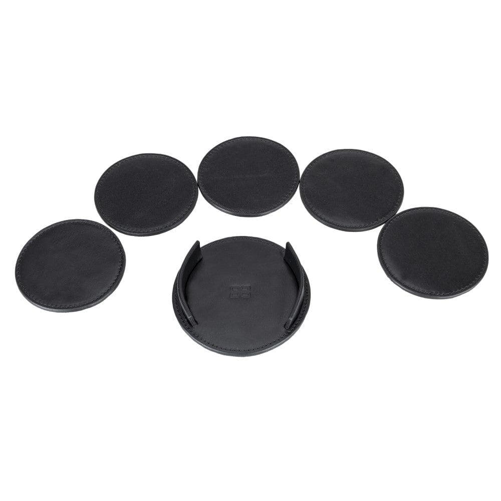 Tucson Genuine Leather Coaster Set of 5 with Holder - Premium Cup Coasters - Curious Cart