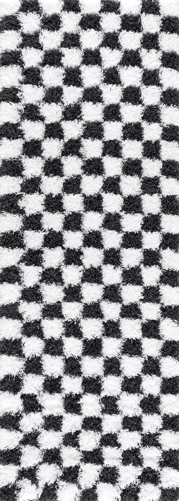 Atira Black & White Checkered Area Rug - Curious Cart