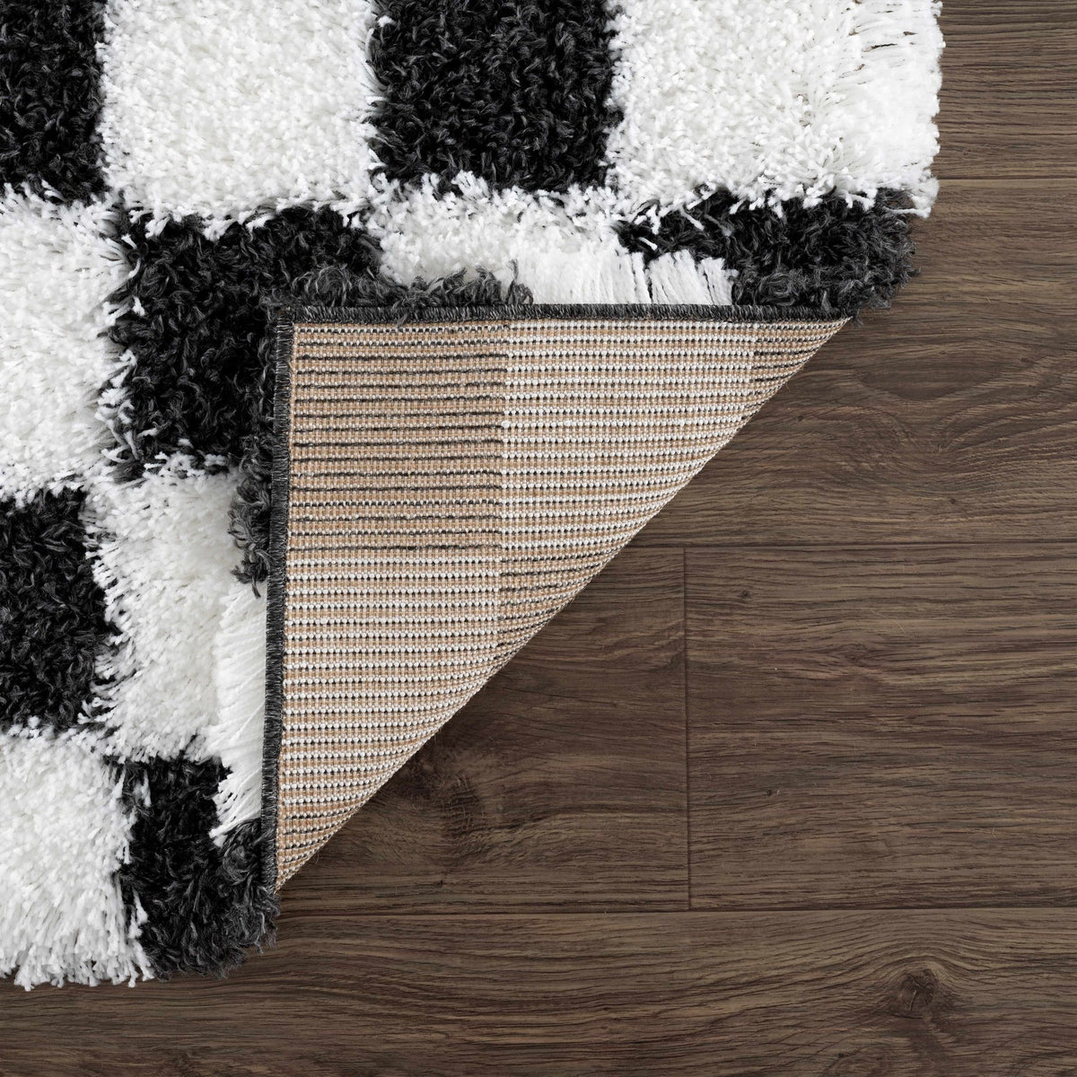 Atira Black & White Checkered Area Rug - Curious Cart