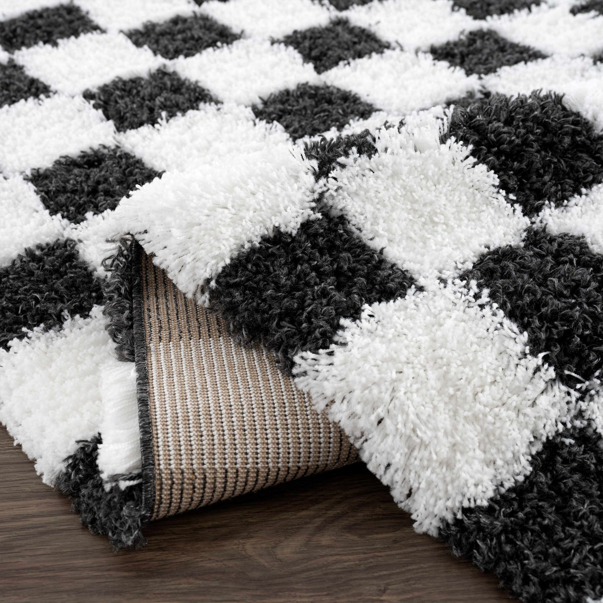 Atira Black & White Checkered Area Rug - Curious Cart