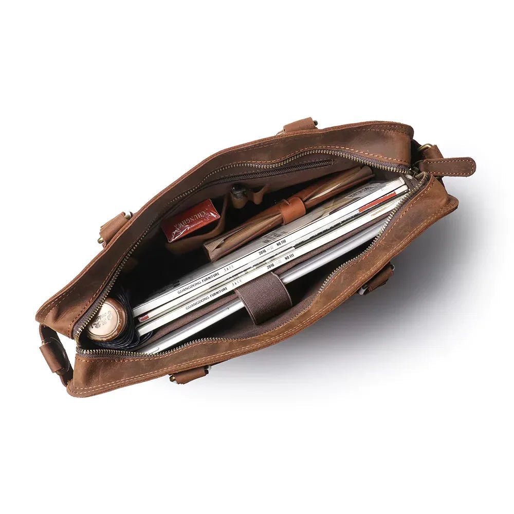 The Viggo Briefcase | Genuine Leather Messenger Bag - Curious Cart