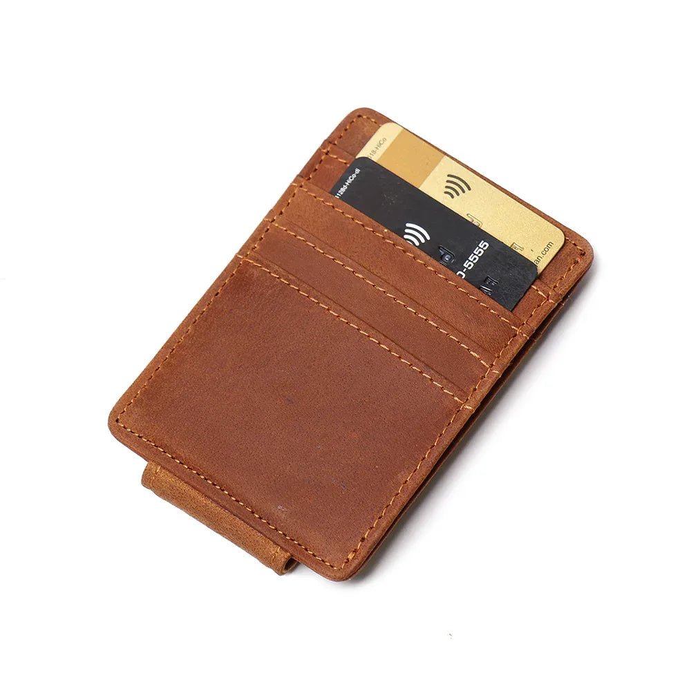 The Walden | Handmade Leather Front Pocket Wallet with Money Clip - Curious Cart