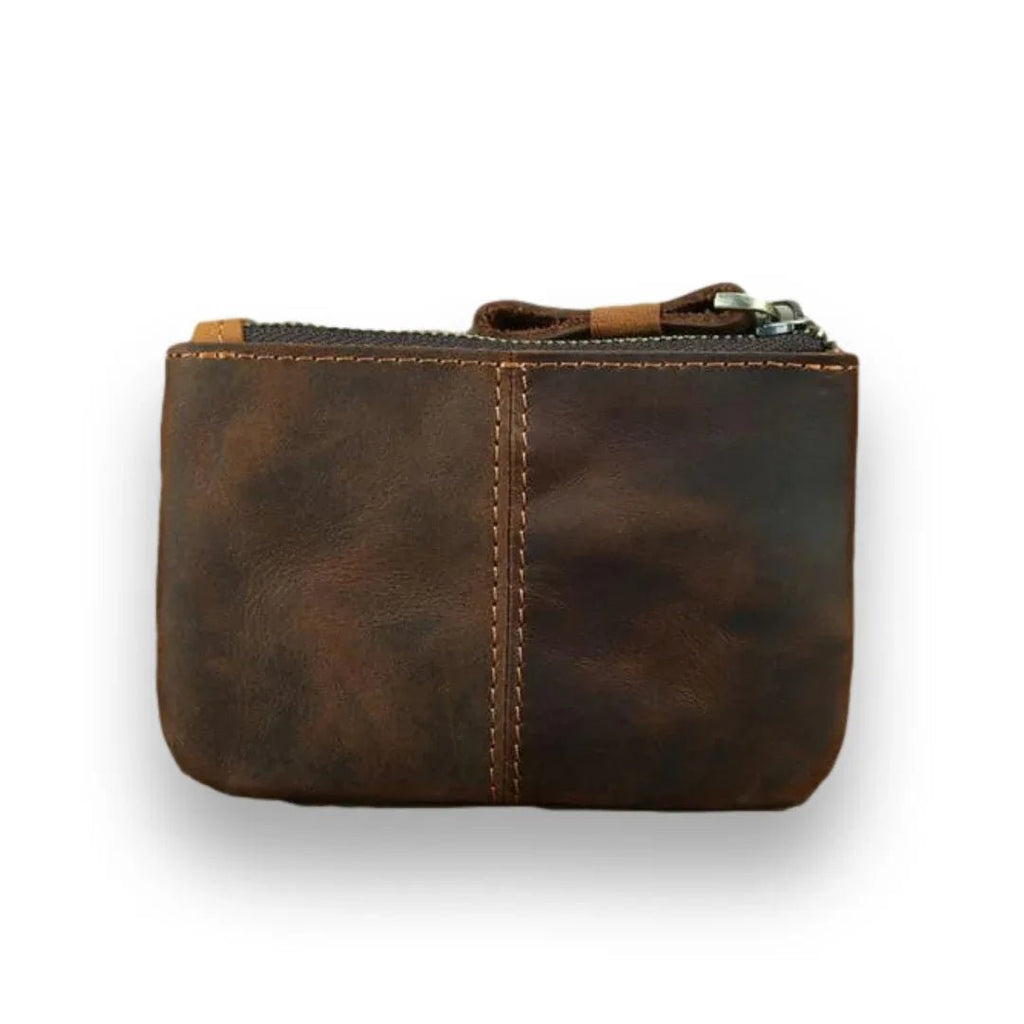 The Cael | Handmade Leather Coin Purse with Zipper - Curious Cart