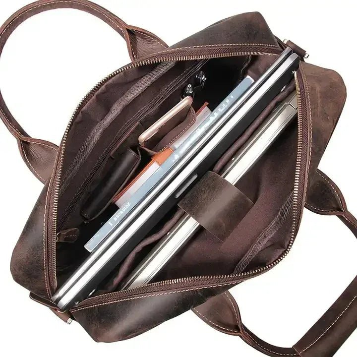 The Welch Briefcase | Vintage Leather Messenger Bag - Curious Cart