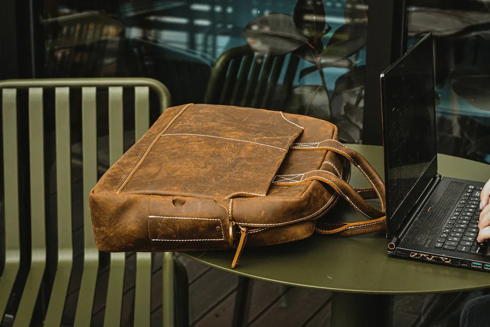 The Welch Briefcase | Vintage Leather Messenger Bag - Curious Cart