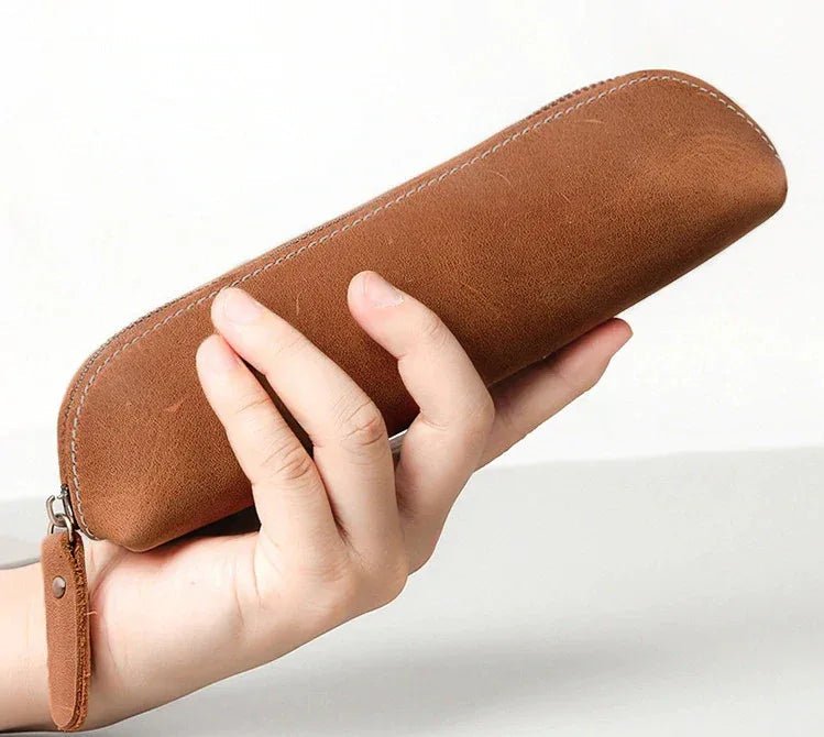The Paavo Leather Pen Case | Leather Makeup Pouch - Curious Cart