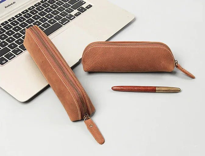 The Paavo Leather Pen Case | Leather Makeup Pouch - Curious Cart