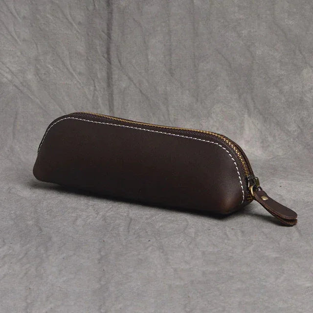The Paavo Leather Pen Case | Leather Makeup Pouch - Curious Cart