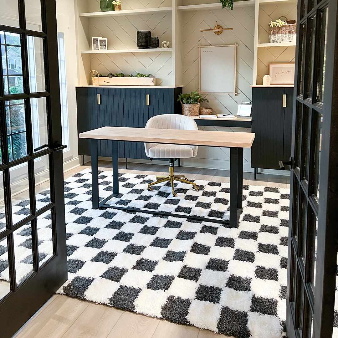 Atira Black & White Checkered Area Rug - Curious Cart