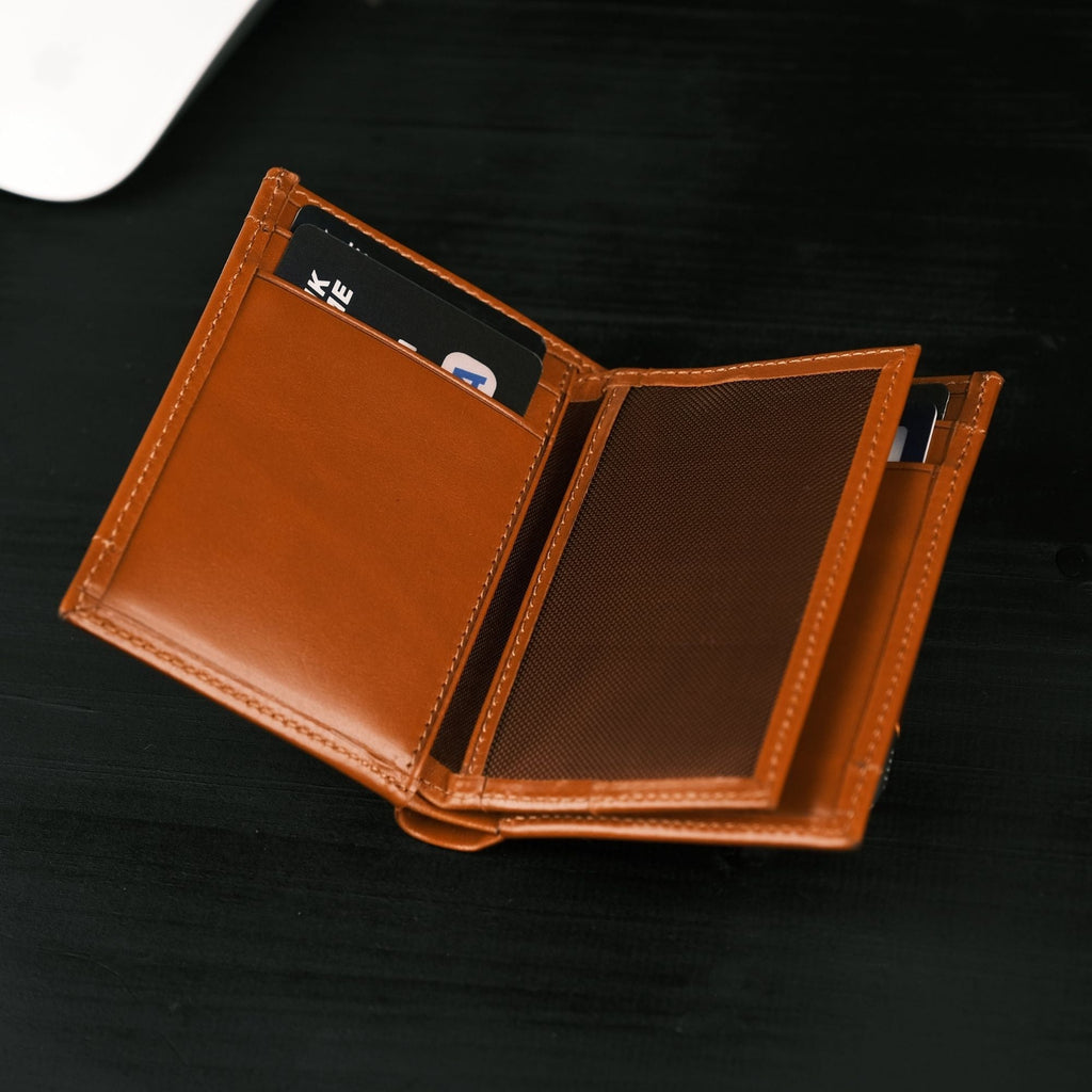Glendo Apple AirTag Slot Leather Wallet, Handcrafted, Unisex - Curious Cart