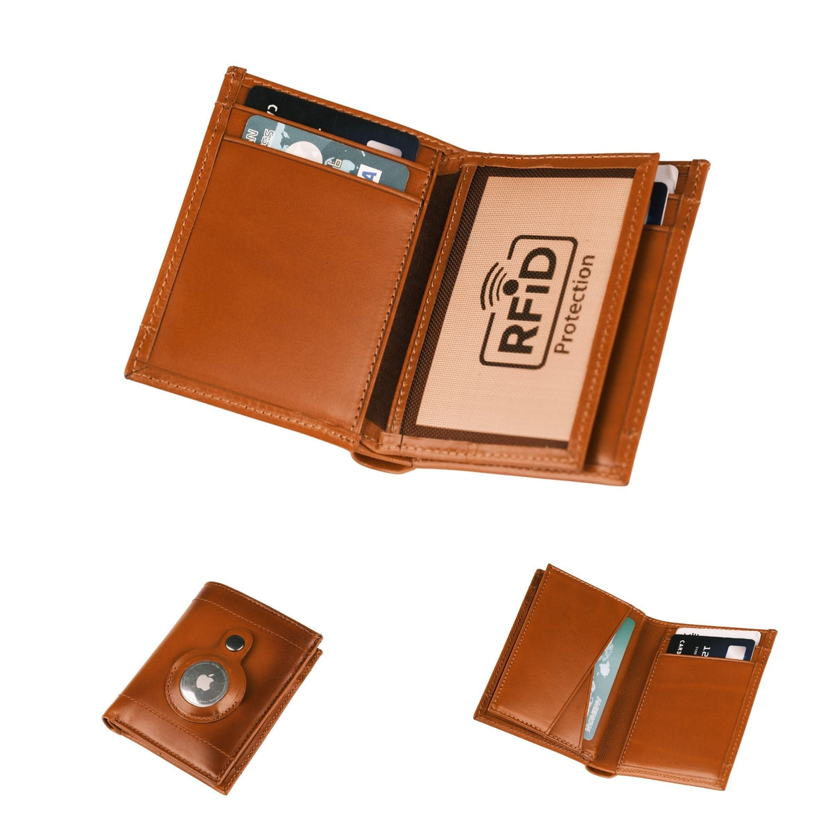 Glendo Apple AirTag Slot Leather Wallet, Handcrafted, Unisex - Curious Cart