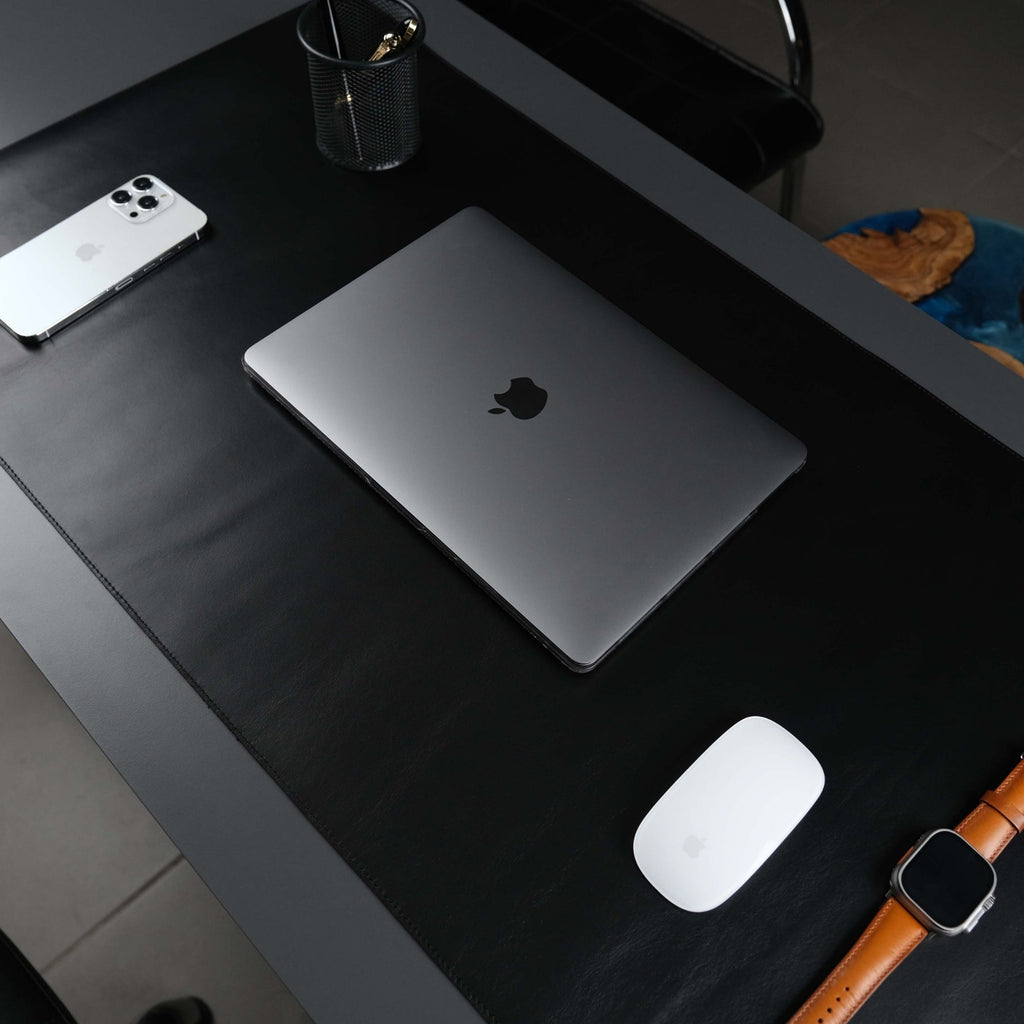 Jersey Black Leather Desk Pad for Office and Home - Curious Cart