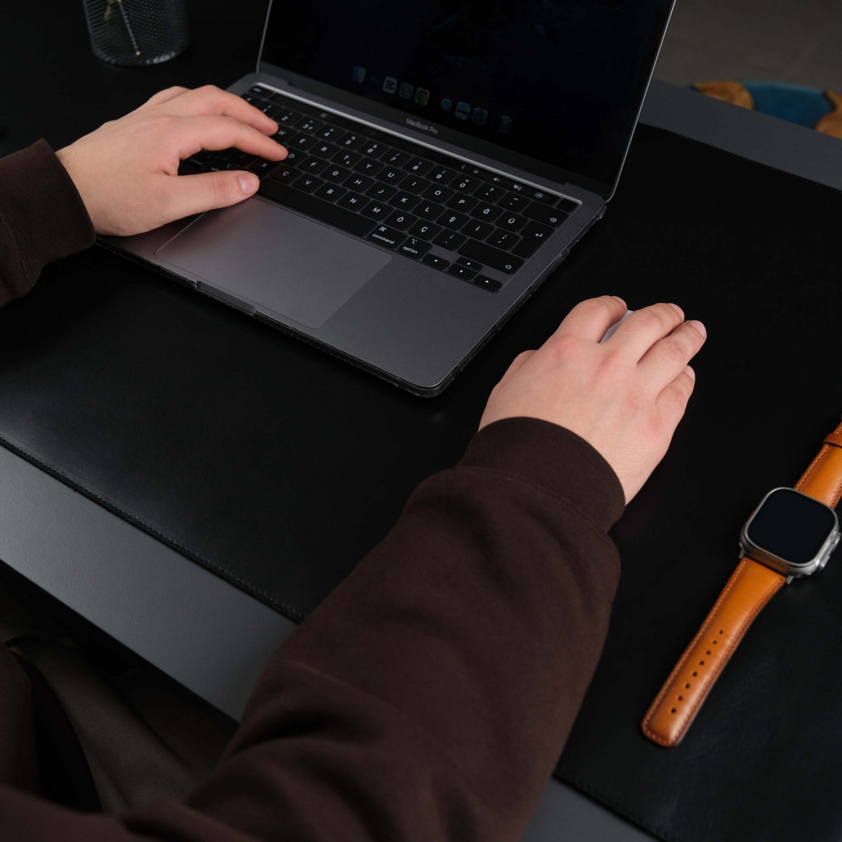Jersey Black Leather Desk Pad for Office and Home - Curious Cart