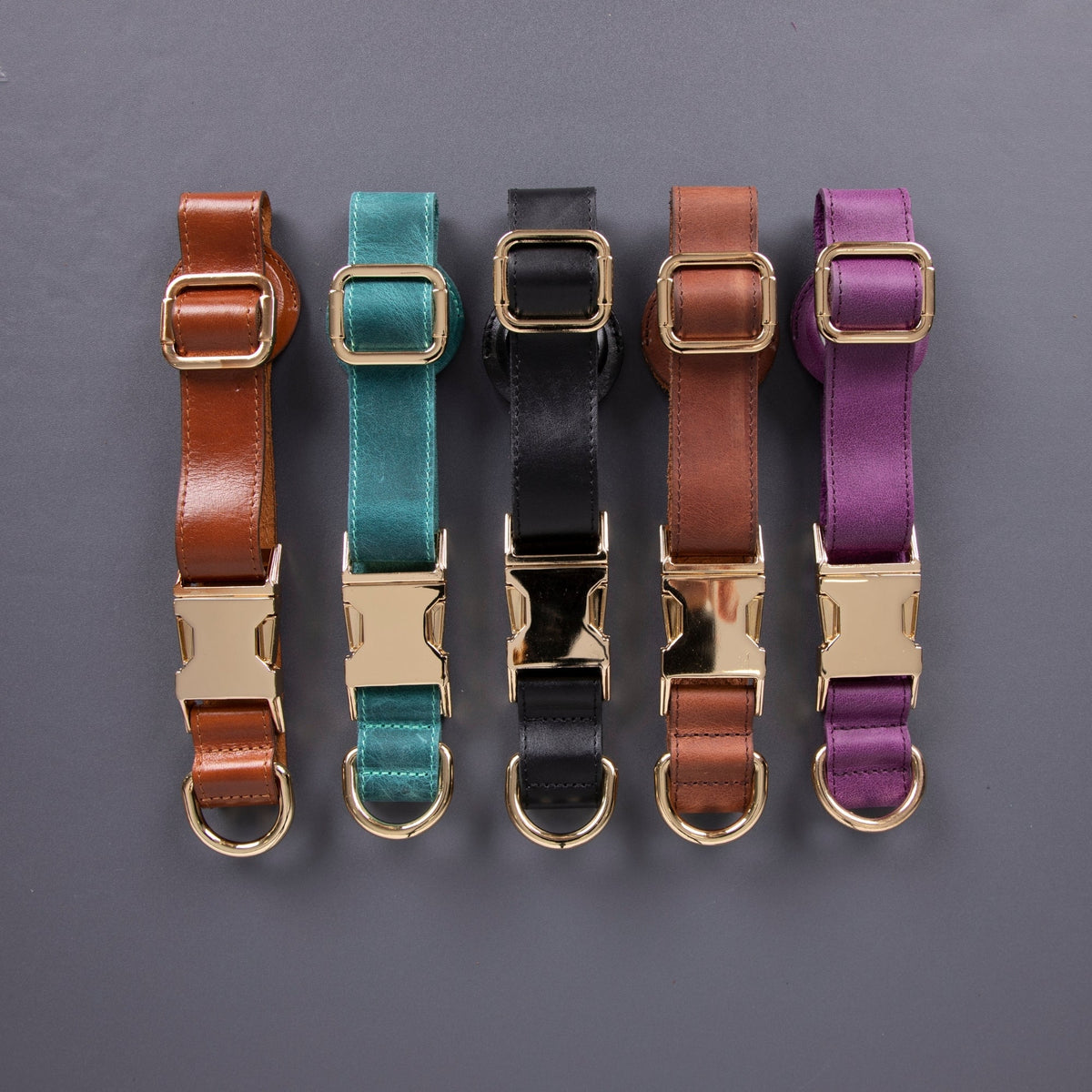 Charlotte Handcrafted Calfskin Leather Dog Collar - Compatible with AirTag - Curious Cart