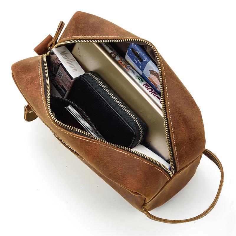 The Wanderer Toiletry Bag | Genuine Leather Toiletry Bag - Curious Cart