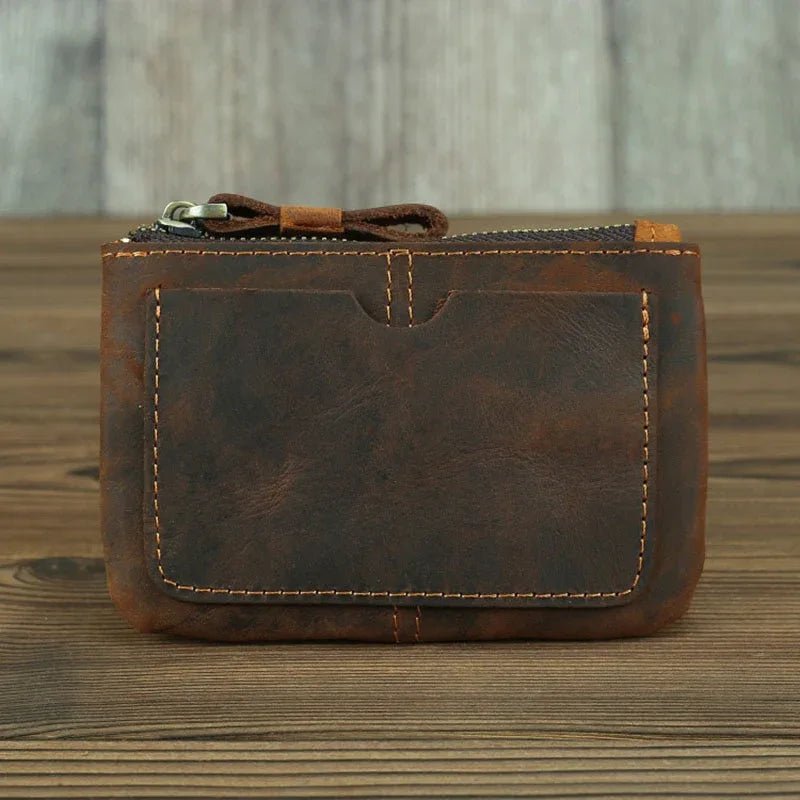 The Cael | Handmade Leather Coin Purse with Zipper - Curious Cart