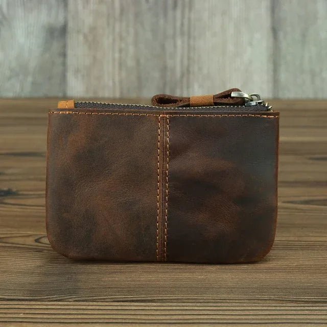 The Cael | Handmade Leather Coin Purse with Zipper - Curious Cart