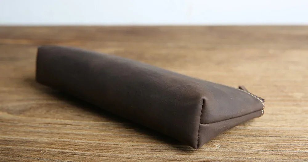 The Pallavi | Handmade Leather Pencil Case - Leather Makeup Bag - Curious Cart