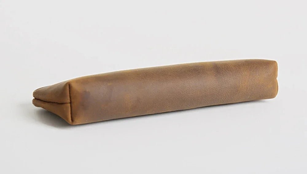 The Pallavi | Handmade Leather Pencil Case - Leather Makeup Bag - Curious Cart
