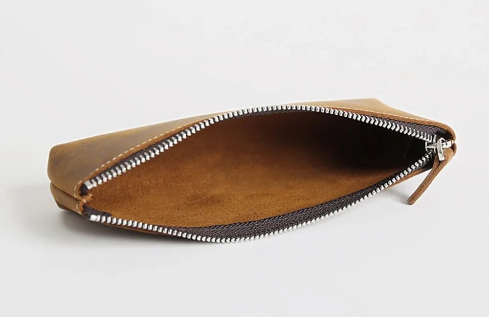 The Pallavi | Handmade Leather Pencil Case - Leather Makeup Bag - Curious Cart