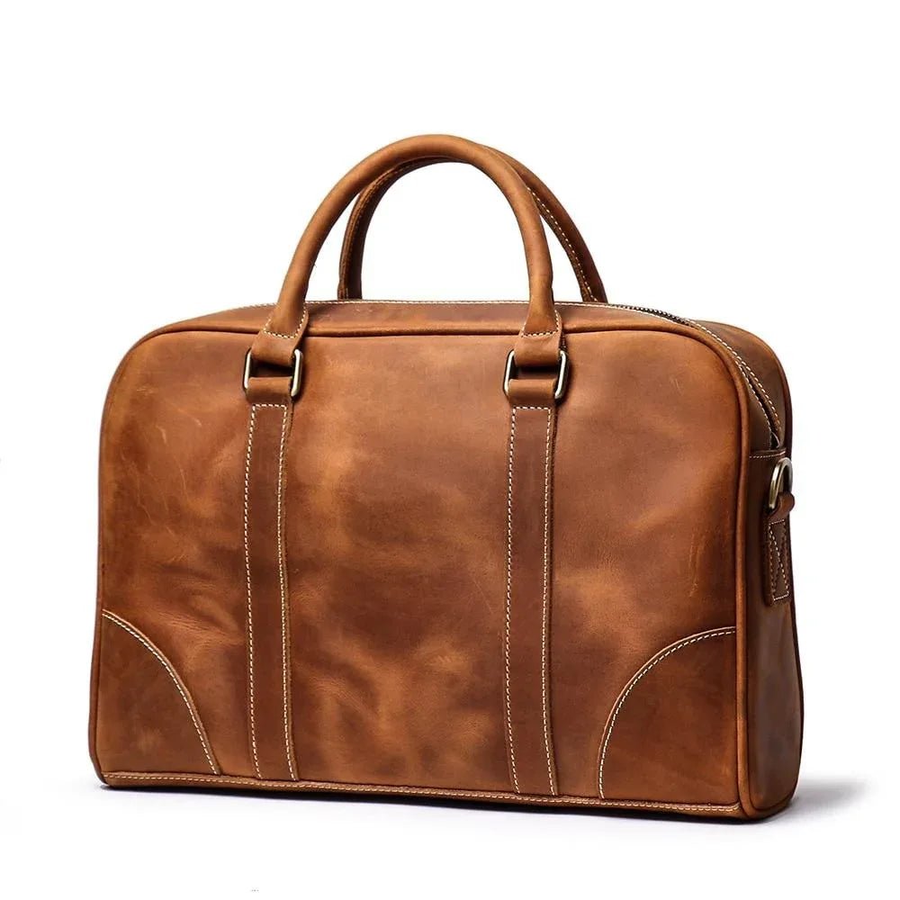 The Bjorn Leather Laptop Bag | Vintage Leather Briefcase - Curious Cart
