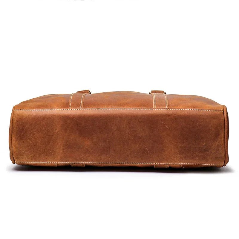 The Bjorn Leather Laptop Bag | Vintage Leather Briefcase - Curious Cart