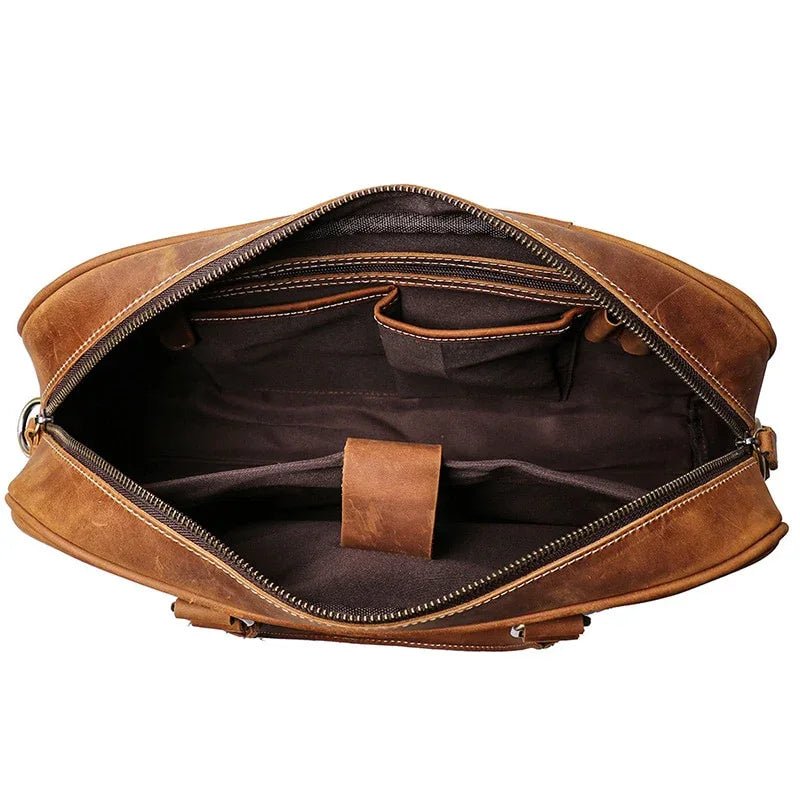 The Bjorn Leather Laptop Bag | Vintage Leather Briefcase - Curious Cart