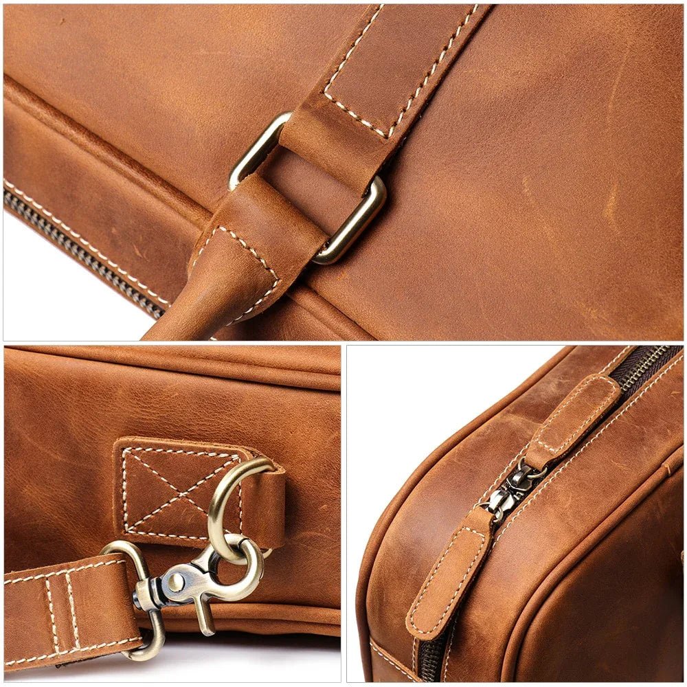 The Bjorn Leather Laptop Bag | Vintage Leather Briefcase - Curious Cart