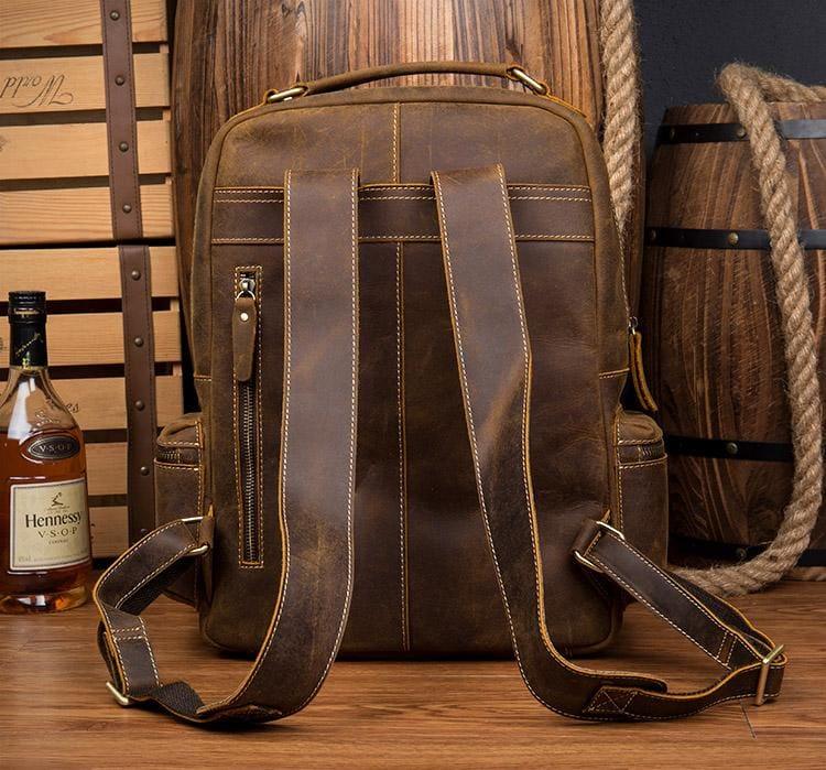 The Langley Backpack | Genuine Vintage Leather Backpack - Curious Cart