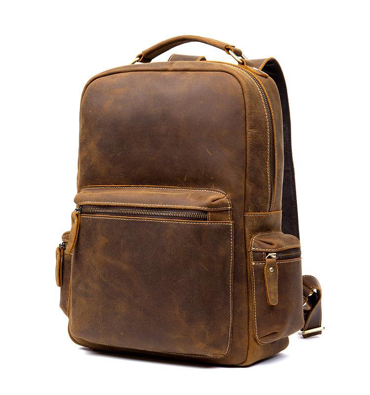 The Langley Backpack | Genuine Vintage Leather Backpack - Curious Cart