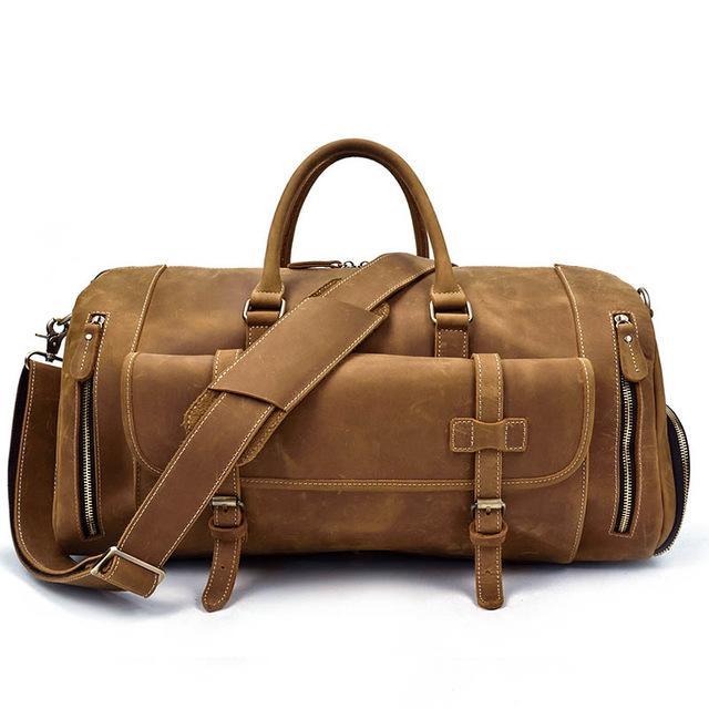 The Bard Weekender | Handmade Leather Duffle Bag - Curious Cart