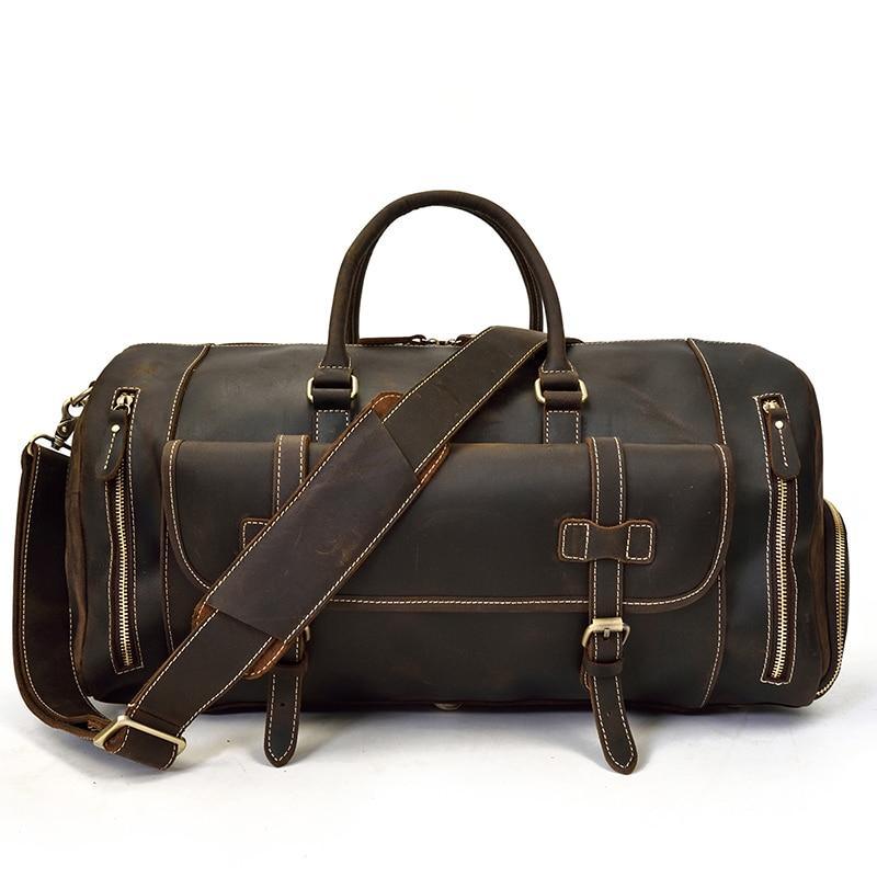 The Bard Weekender | Handmade Leather Duffle Bag - Curious Cart