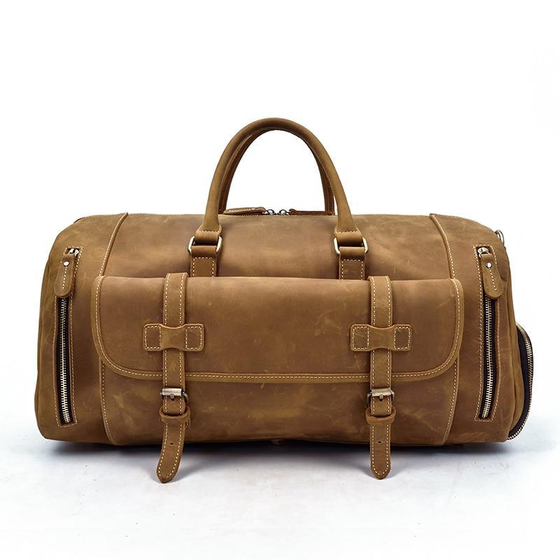 The Bard Weekender | Handmade Leather Duffle Bag - Curious Cart