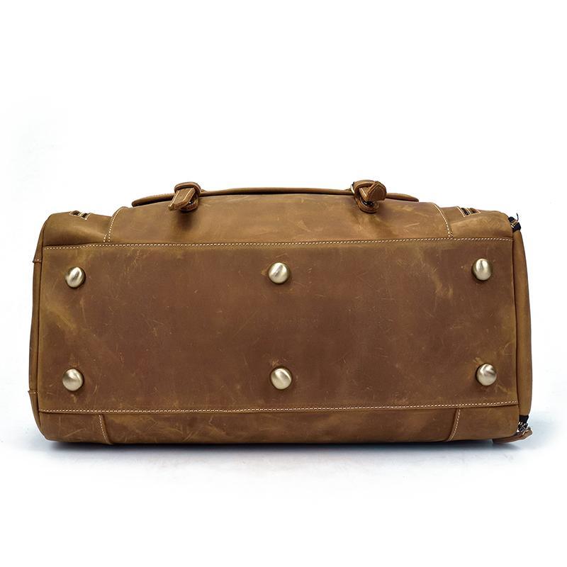 The Bard Weekender | Handmade Leather Duffle Bag - Curious Cart