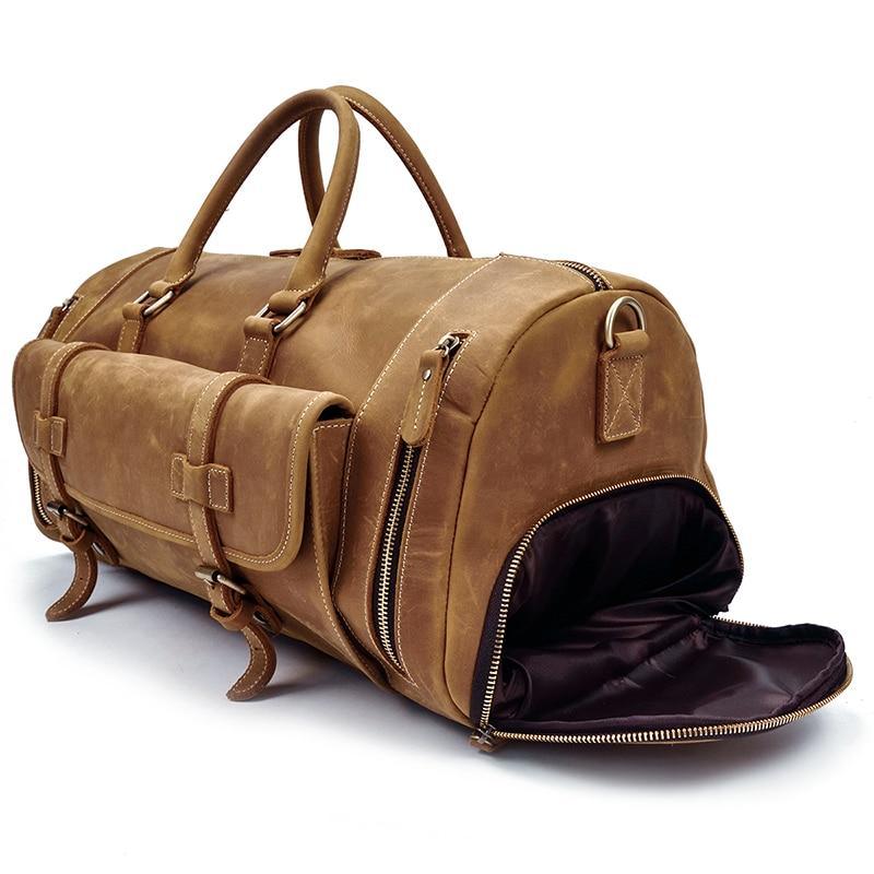 The Bard Weekender | Handmade Leather Duffle Bag - Curious Cart