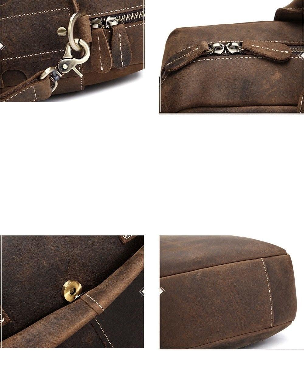 The Welch Briefcase | Vintage Leather Messenger Bag - Curious Cart