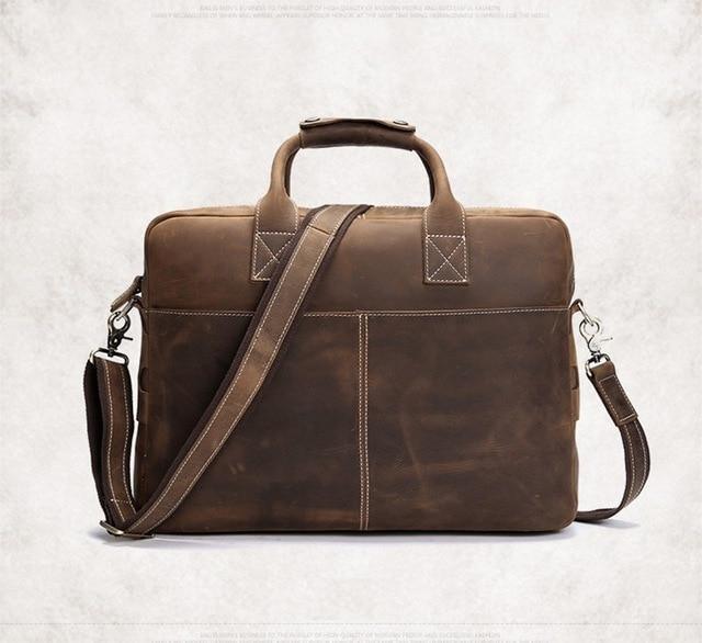 The Welch Briefcase | Vintage Leather Messenger Bag - Curious Cart